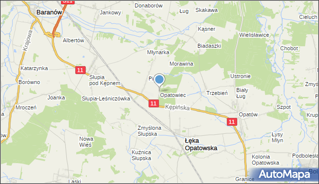 mapa Opatowiec, Opatowiec gmina Łęka Opatowska na mapie Targeo